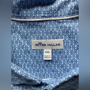Peter Millar Watch Face Print Mens XXL Short Sleeve Cotton Lycra Button Shirt